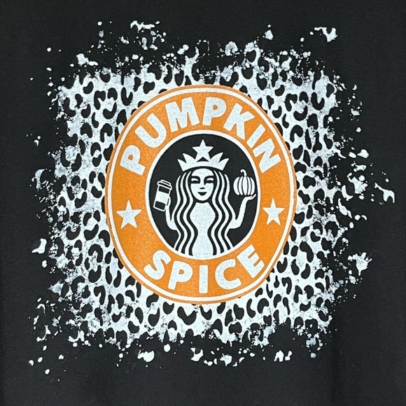 RARE Bella + Canvas Pumpkin Spice 100% Cotton Black Graphic T-Shirt - Picture 2 of 7